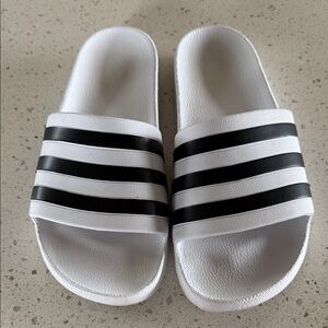 adidas White and Black Slide Sandals